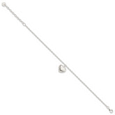 Sterling Silver Puffed Heart w/1.5in ext Bracelet